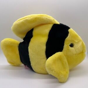 TY Beanie Buddies Plush Fish Yellow Black Stuffed Animal Toy 12‎ Inch